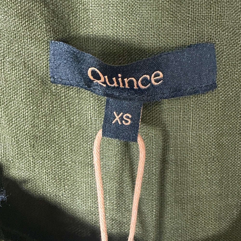 Quince 100% European Linen Sleeveless Swing Dress Olive Green Women's Sz XS NEW - Picture 4 of 8